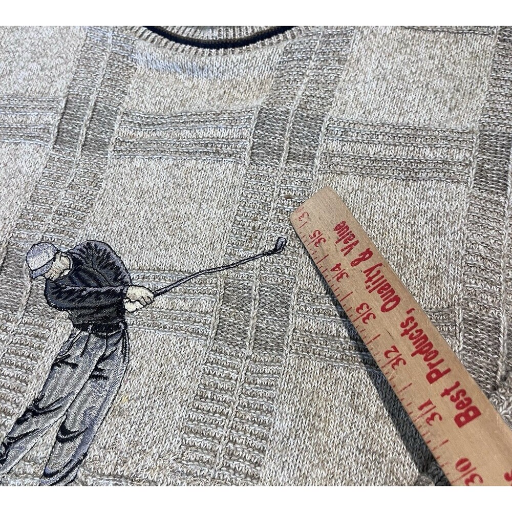 Scottish Isle Bernette Knit Sweater Mens Medium Embroidered Golf Grandpa Vintage - Picture 4 of 9